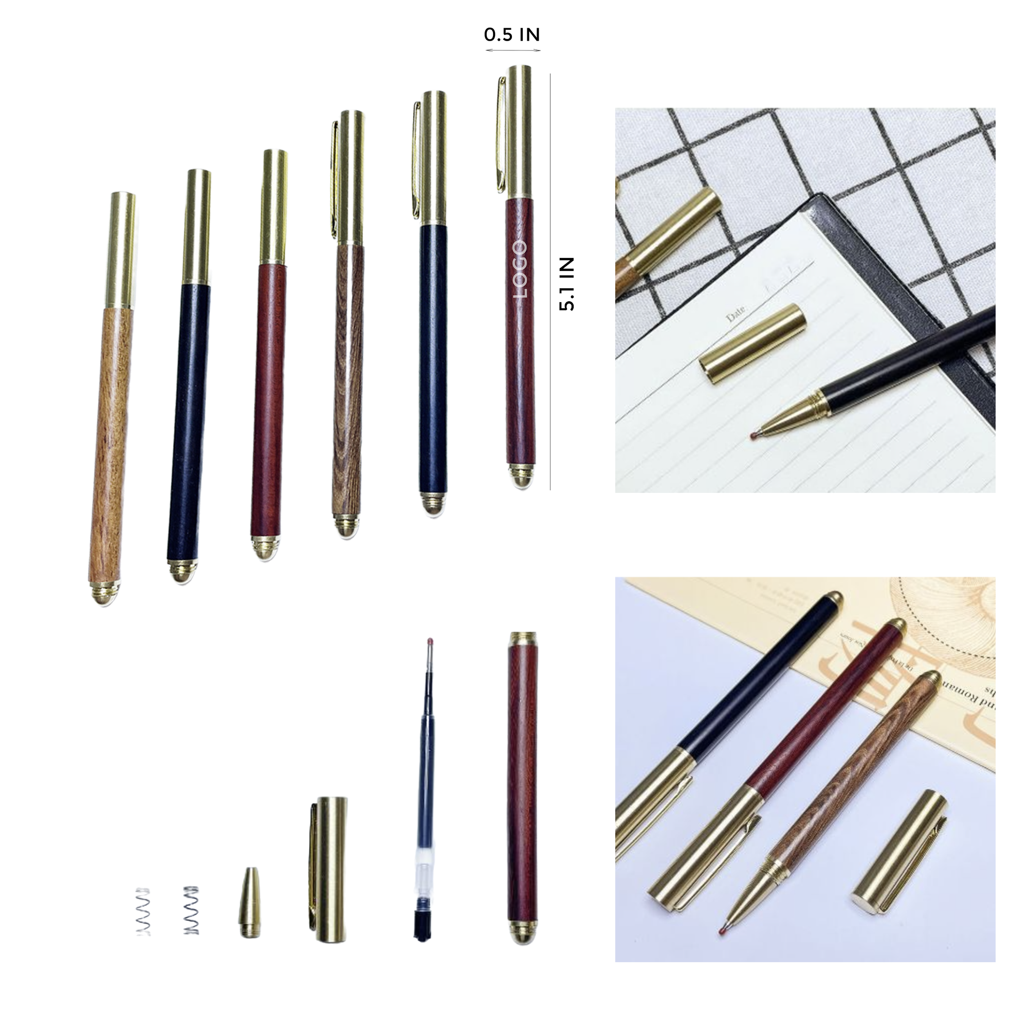 MOQ 10 PCS Elegant Brass Pen With Sandalwood Pen Body 2