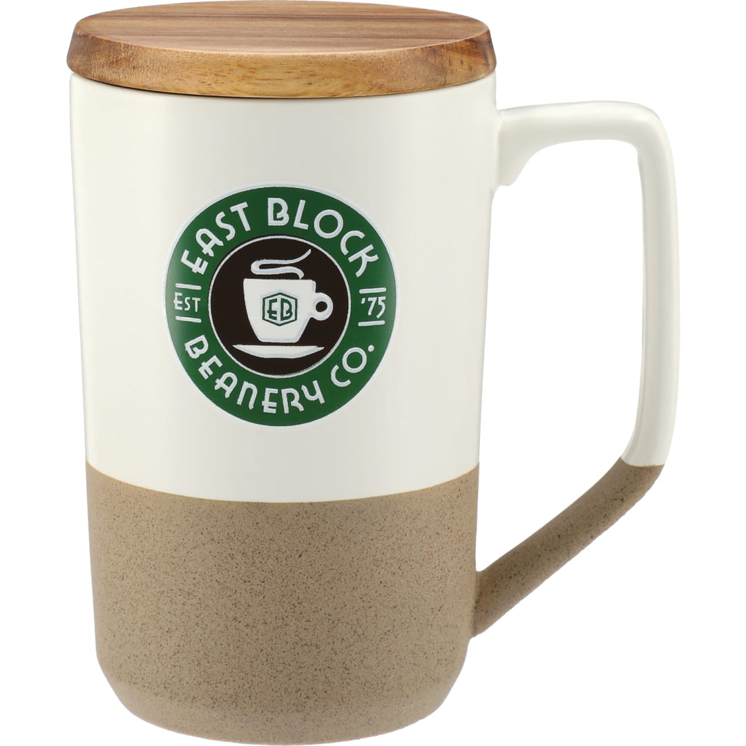 Tahoe Tea & Coffee Ceramic Mug with Wood Lid 16oz 84