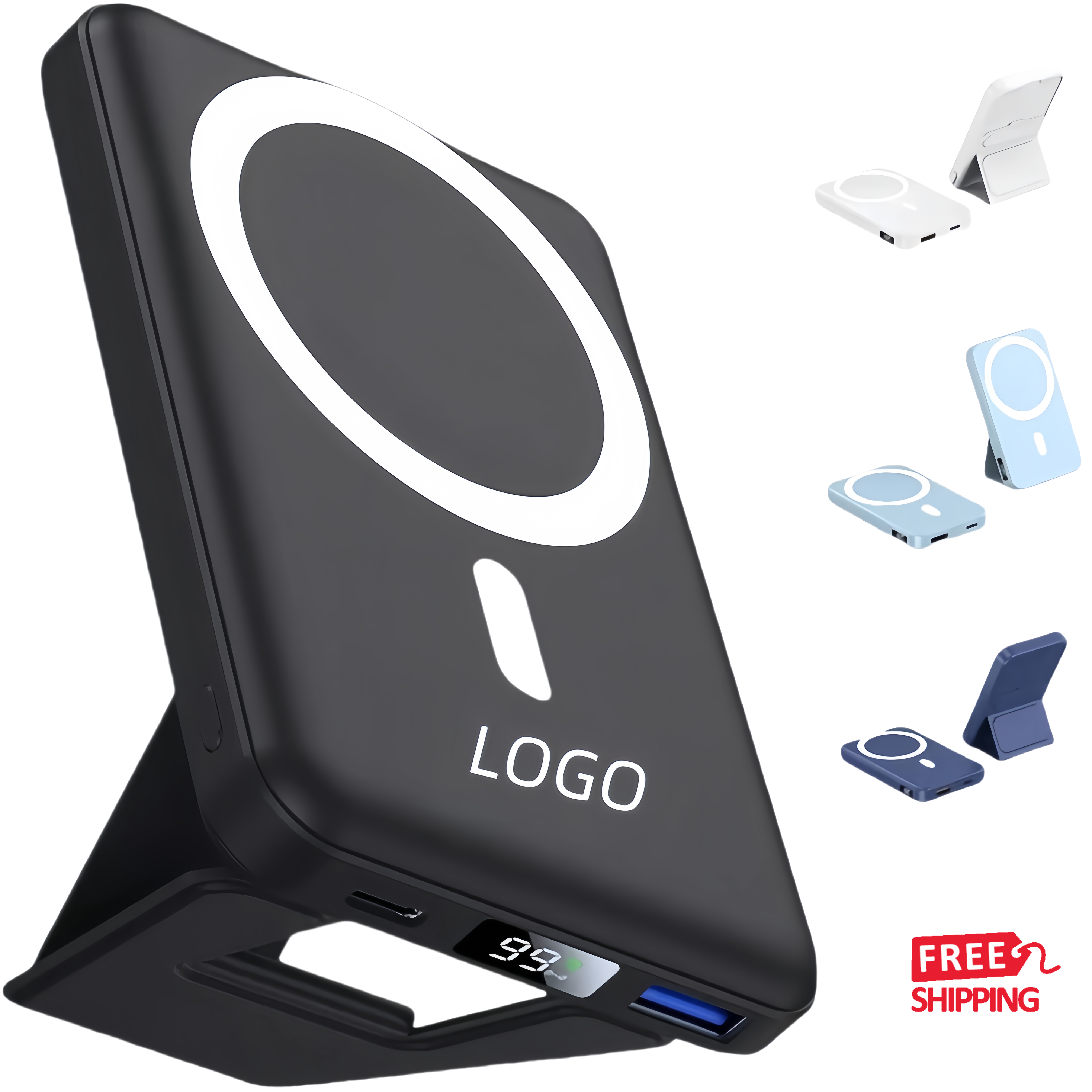 10000mAh Magnetic Wireless Power Bank with Foldable Stand and Fast Charging 1