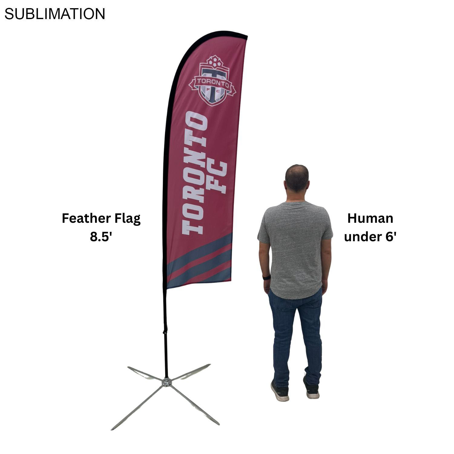 8.5' X-Small Feather Flag Kit, Full Color Graphics One Side, Outdoor Spike base and Bag Included 13