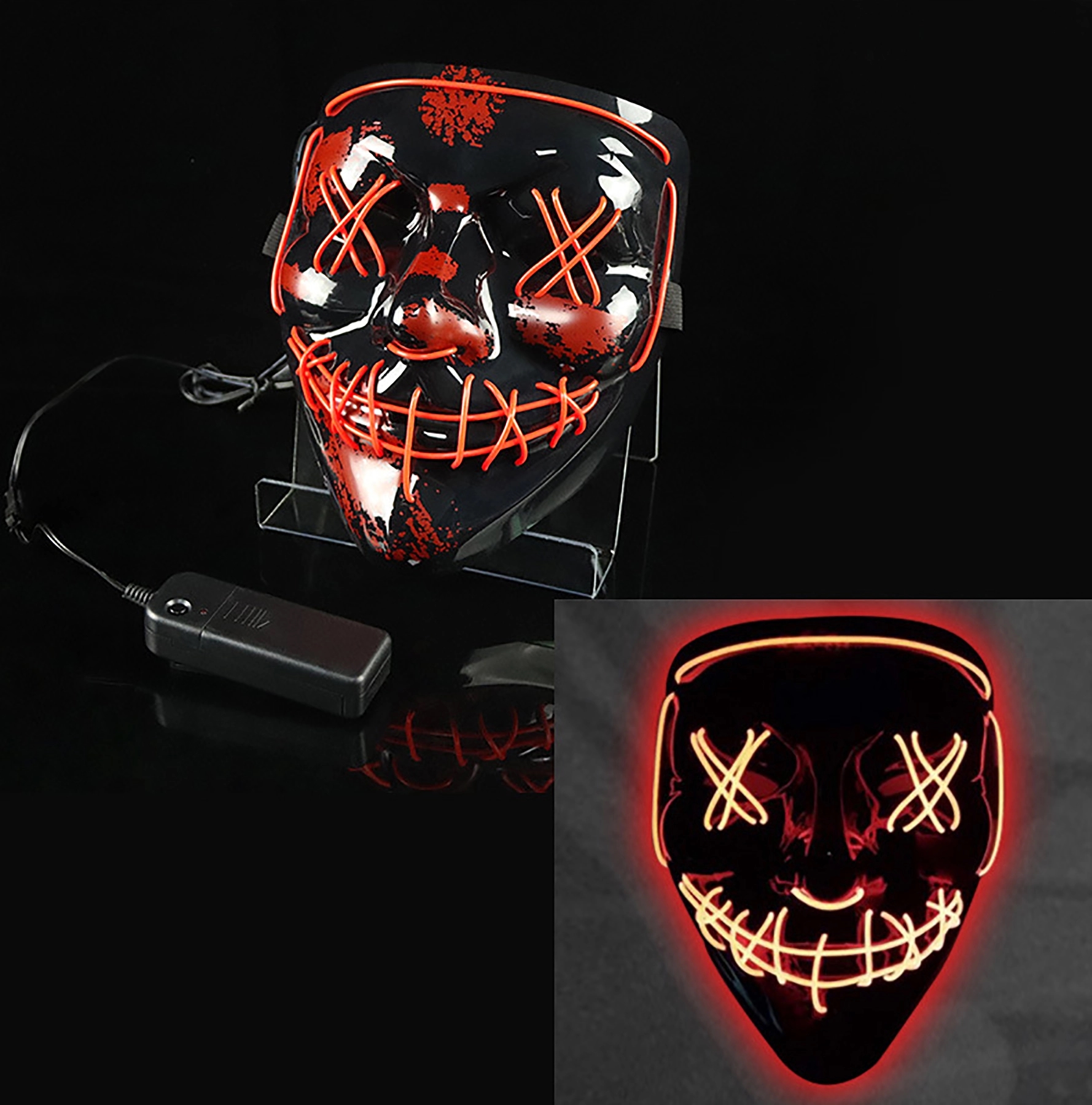 Scary LED Halloween Mask Cosplay Light Up for Men Women Kids 16