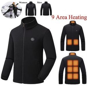 9 Areas Warming Heated Vest Electric USB Unisex Long Sleeve Coat 4