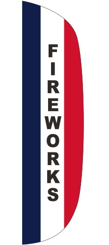 "FIREWORKS" 3' x 15' Message Flutter Flag 1