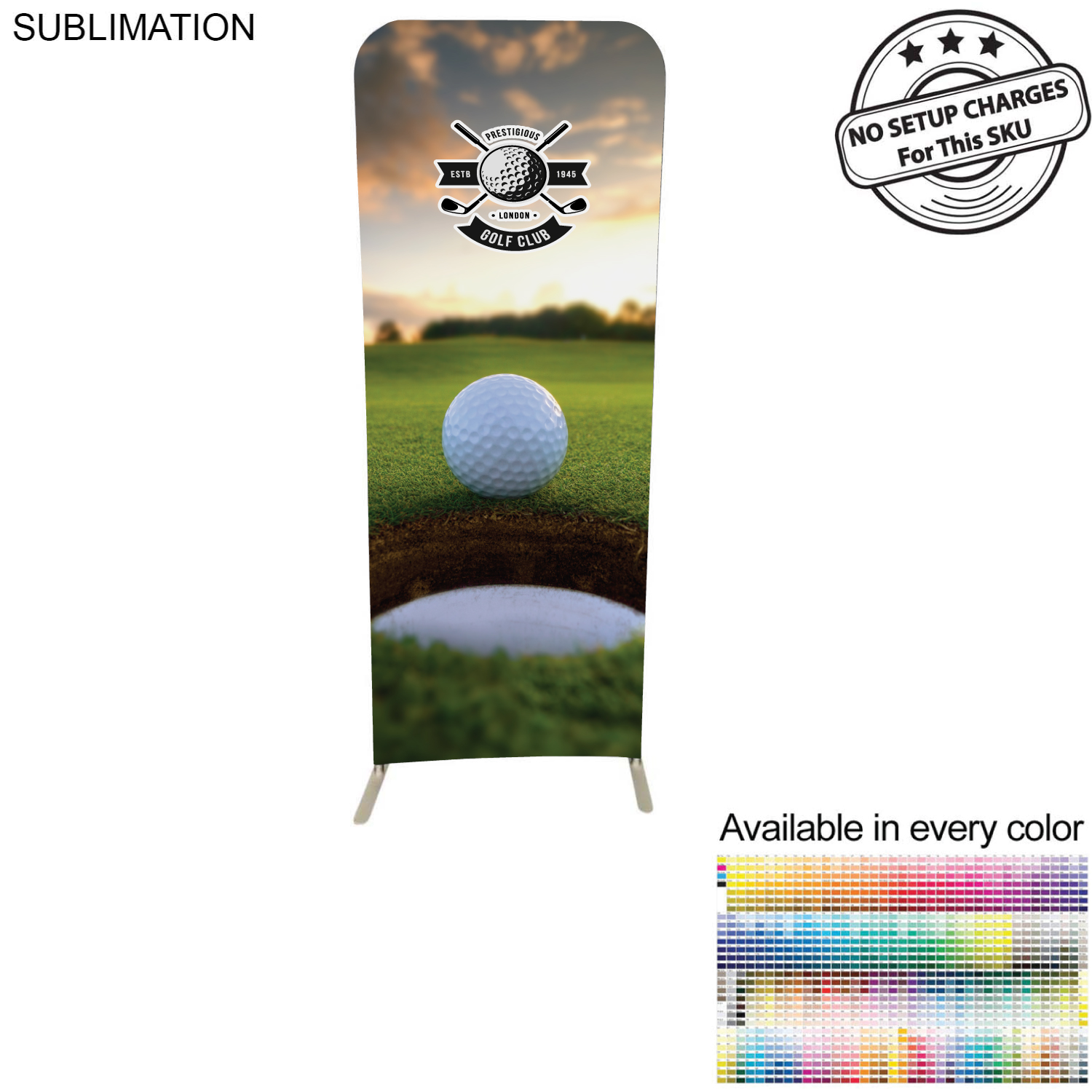 Golf Tournament 2'W x 78"H EuroFit Tension Fabric Banner Display Kit, Graphics Double Sided 8