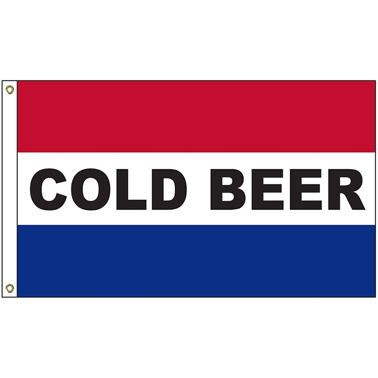 Cold Beer 3' x 5' Message Flag with Heading and Grommets 3