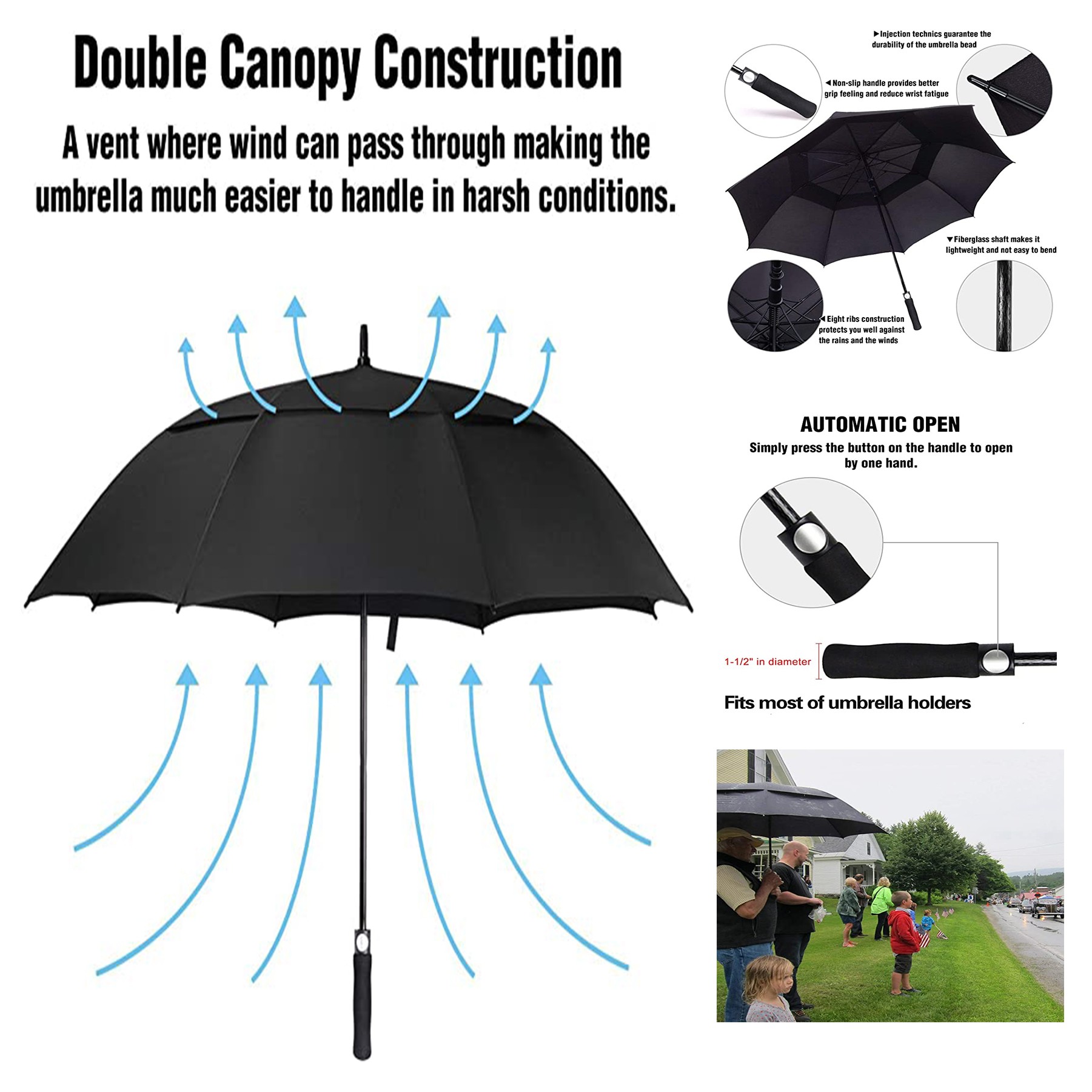 62 Inches Large Automatic Open Golf Umbrella 3