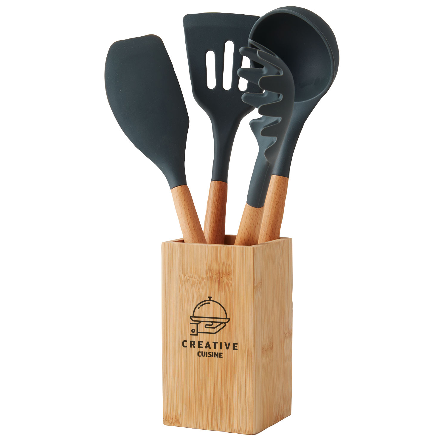 5-Piece Bamboo & Silicone Utensil Set 2