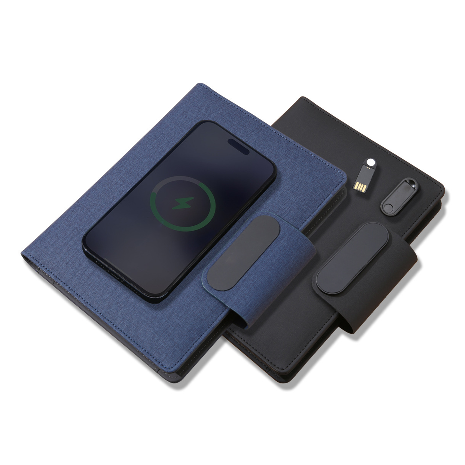 PU Leather Padfolio Folder w/ Wired Charging 8