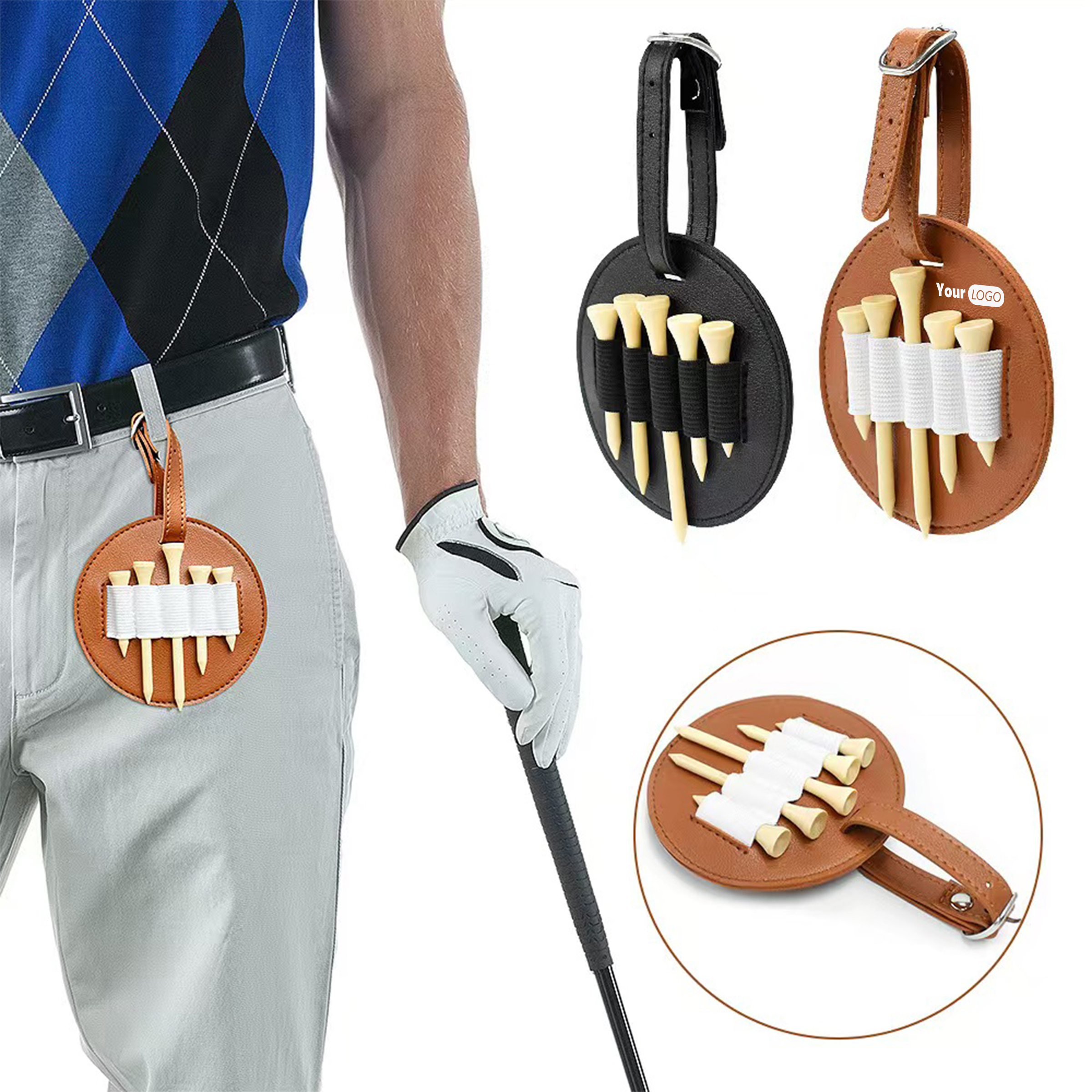 Leather Logo-Ready Golf Tee Carrier 2