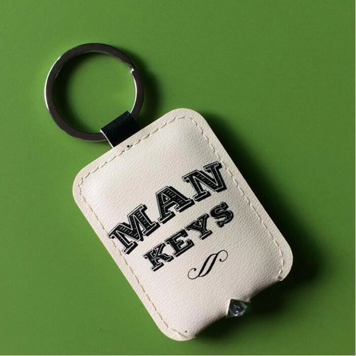 Rectangle Leather LED Keychain 1