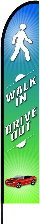 Walk In Drive Out 2 Flag Kit 15' Feet Feather Flag Sign Outdoor Banner 1