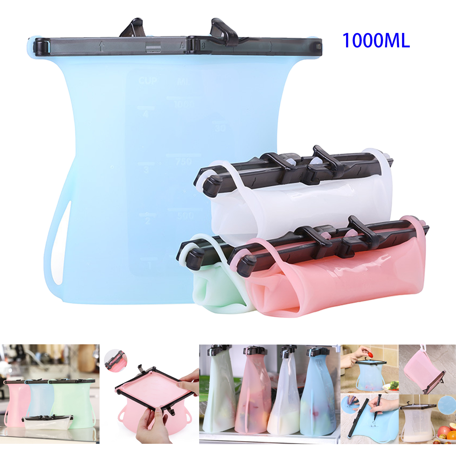 1000ml Silicone Reusable Food Storage Bag 2