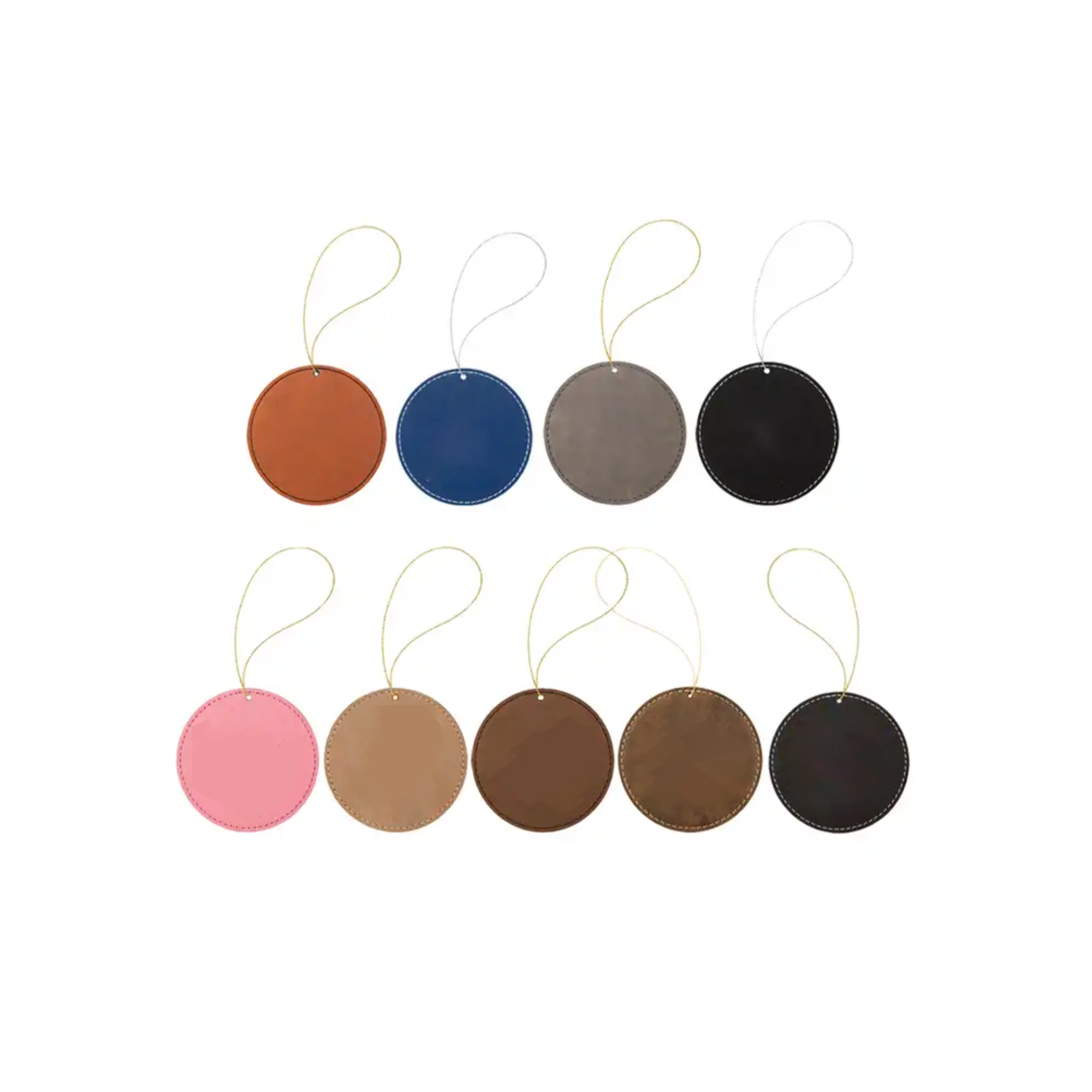 Leatherette Round Ornaments with String 6