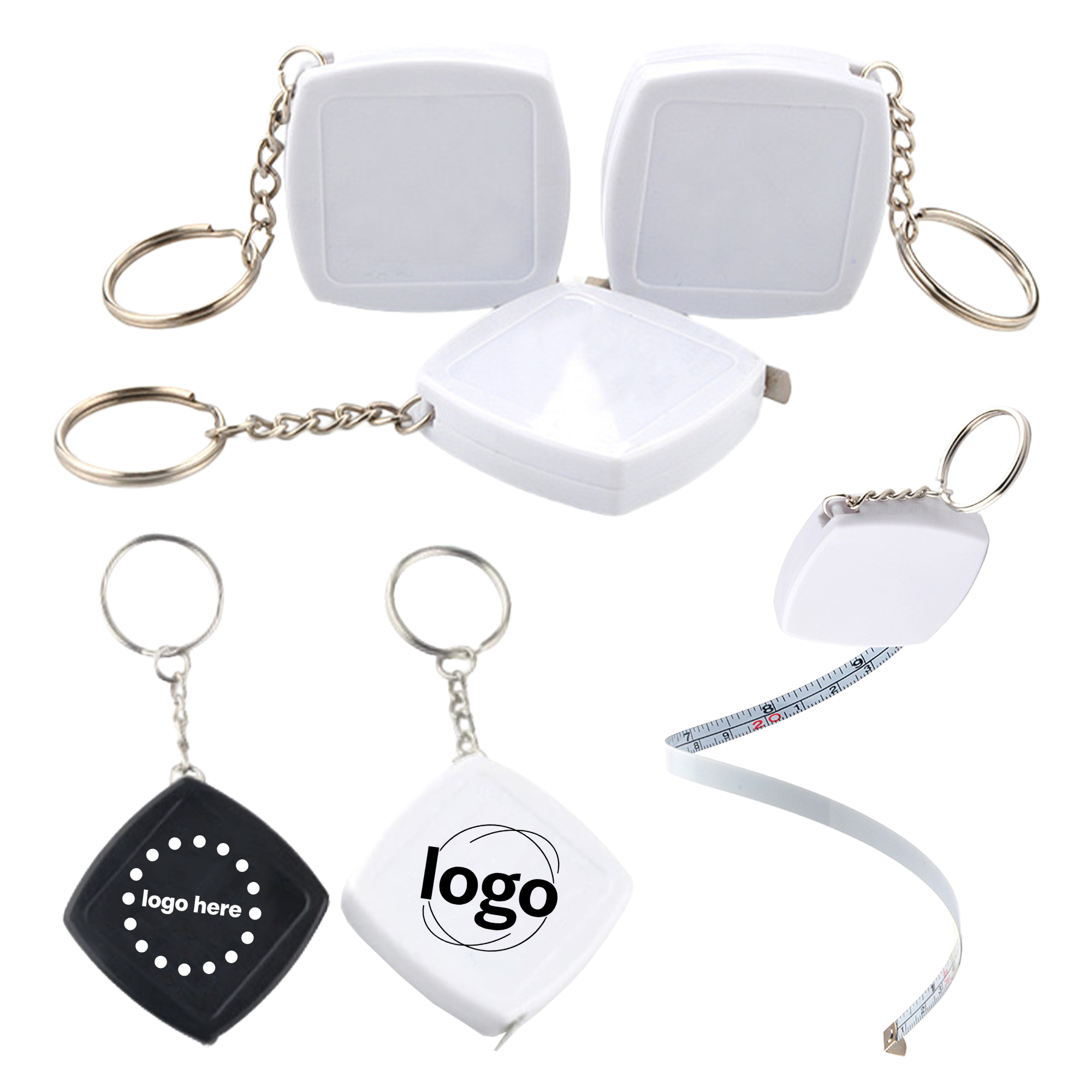 Black & White Mini Keychain Tape Measure 1