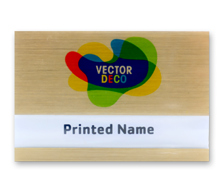 The Orion full color metallic reusable name badge 2"x3" 5