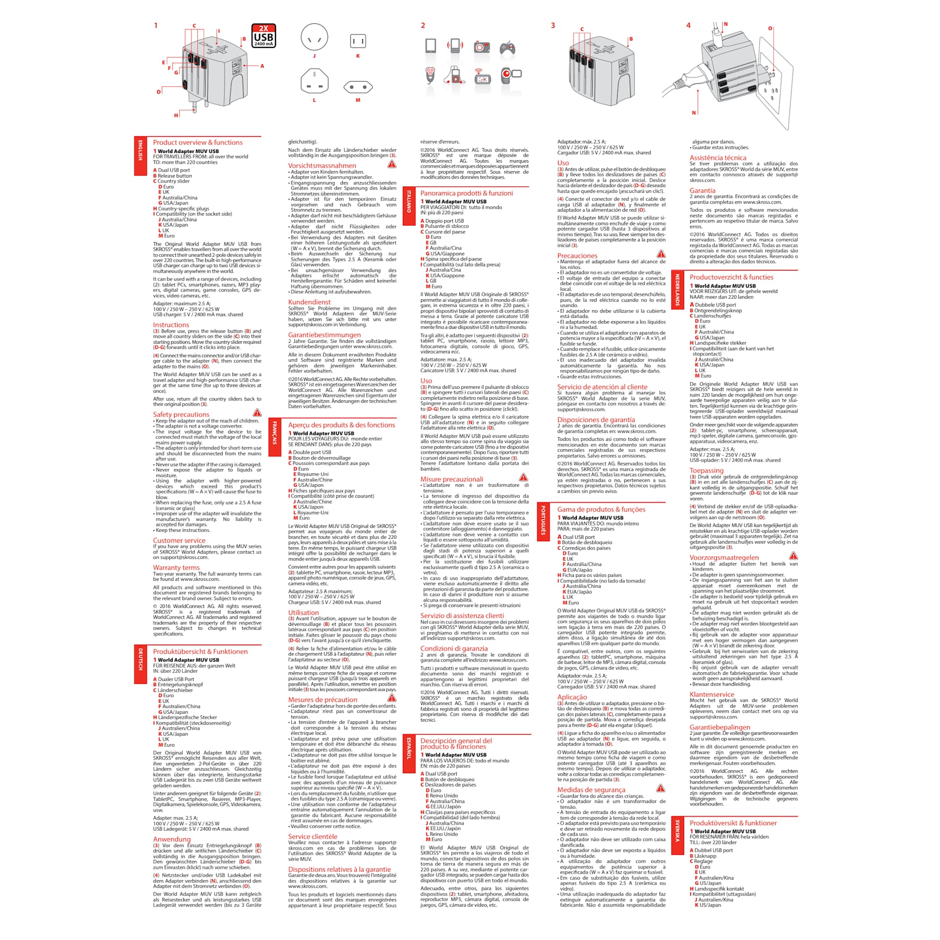 SKROSS World Travel Adapter MUV USB Type A & Type 33