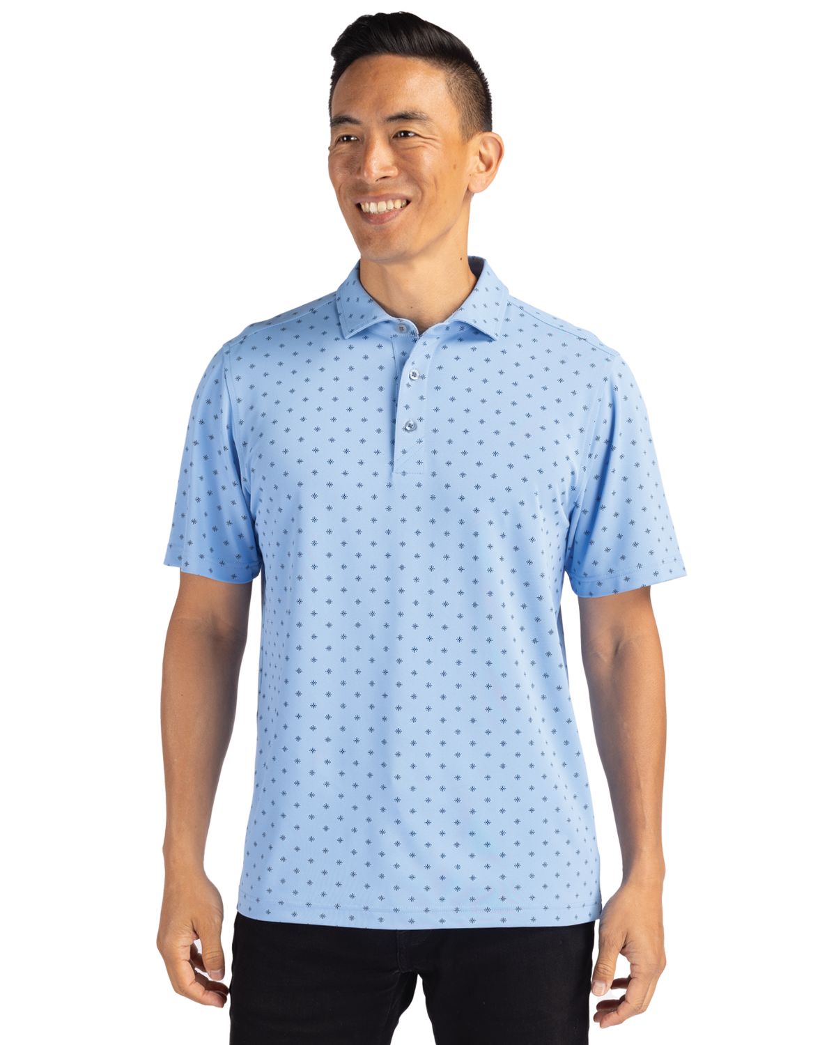 Virtue Eco Pique Tile Print Recycled Mens Polo