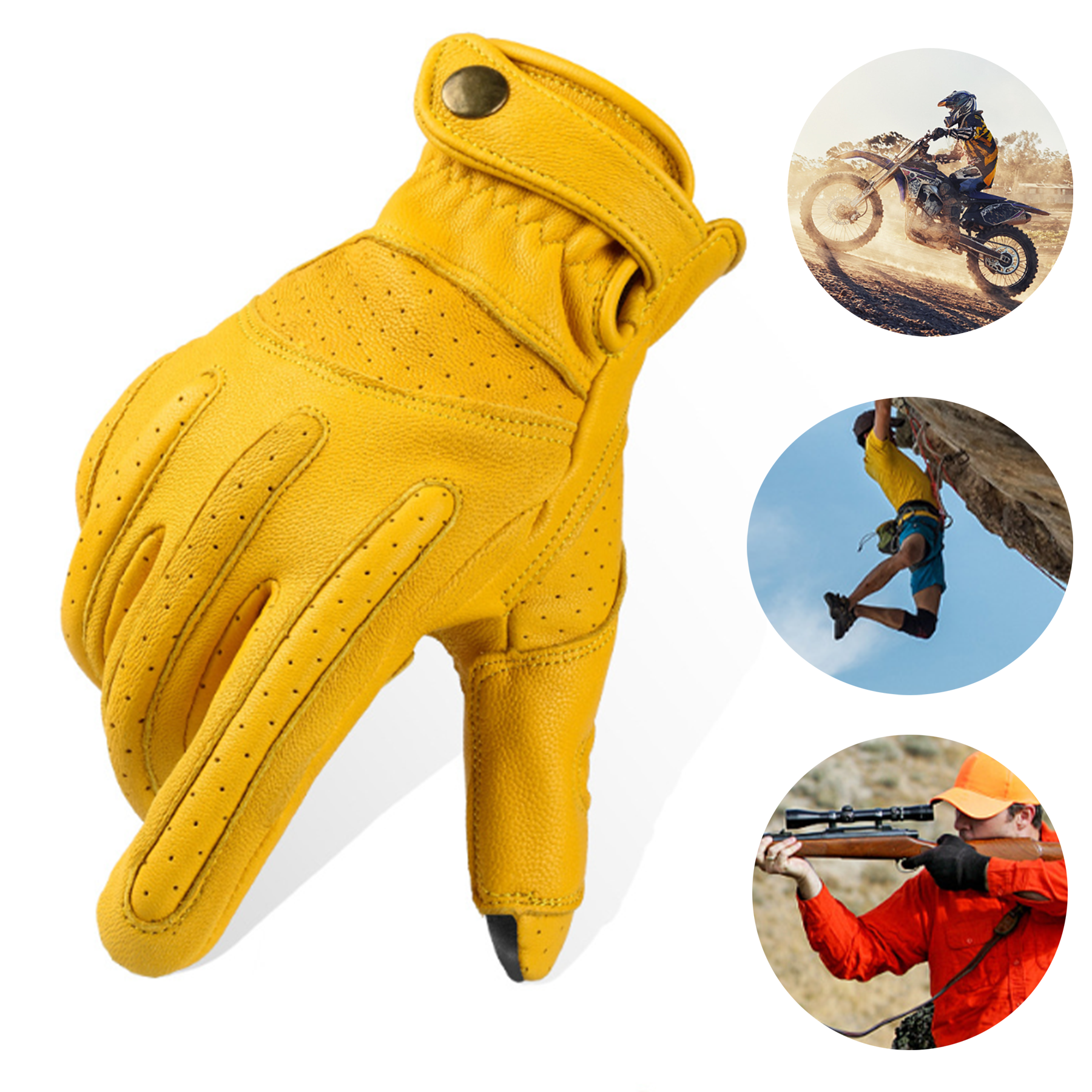 Premium Leather Motorcycle Touchscreen Gloves 2