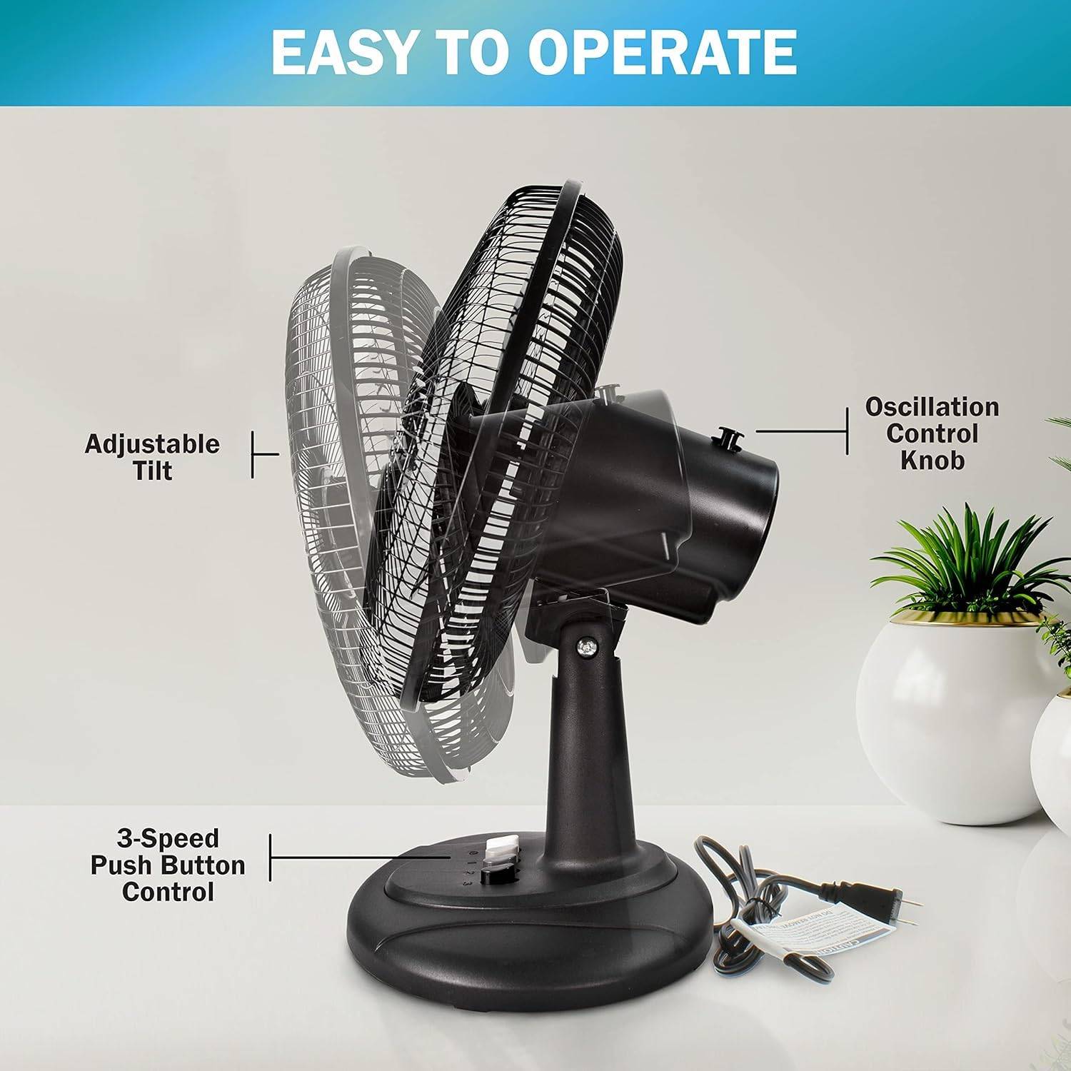 12 inch Oscillating Table Fan 4