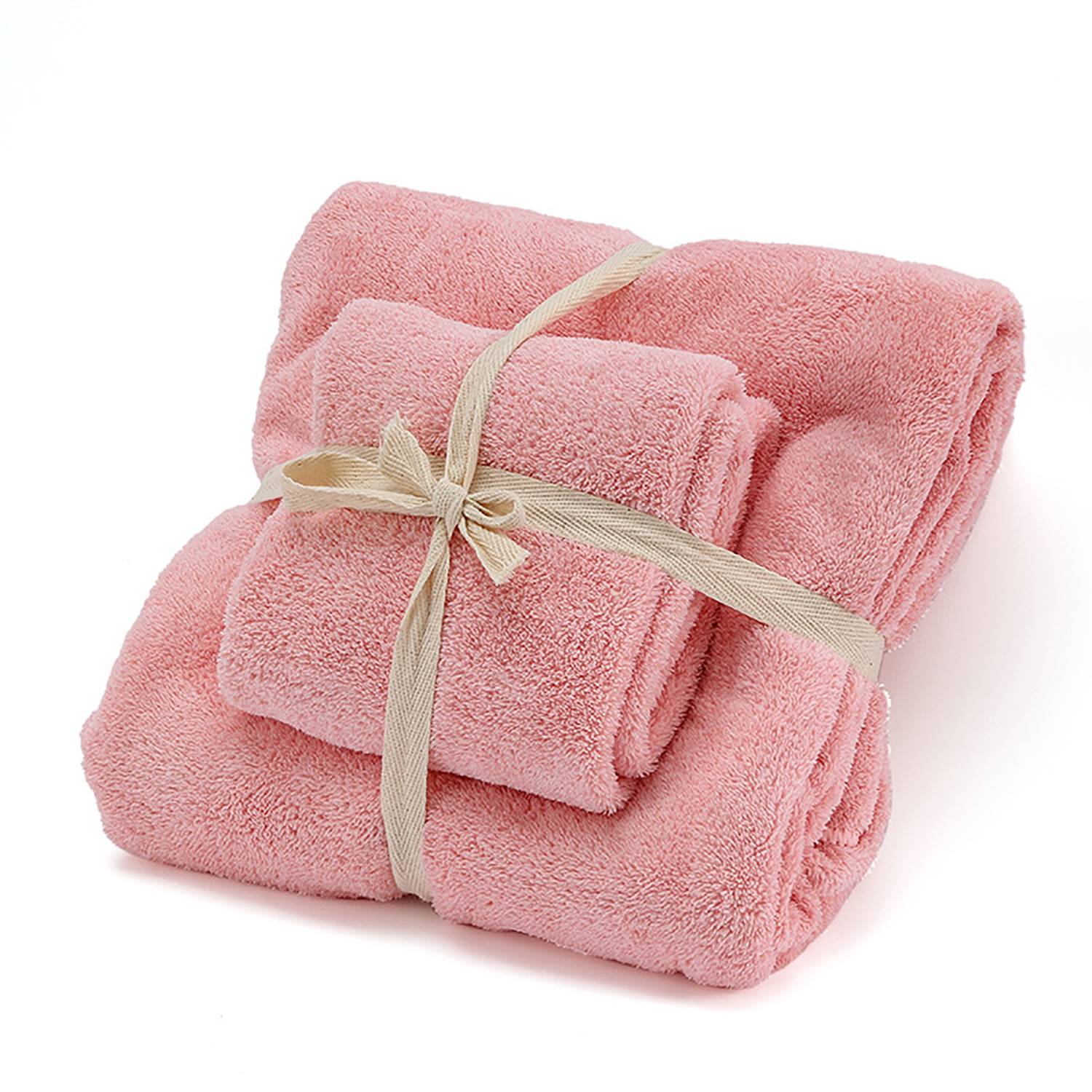 2 Pcs Coral Fleece Bath Towel Set 4