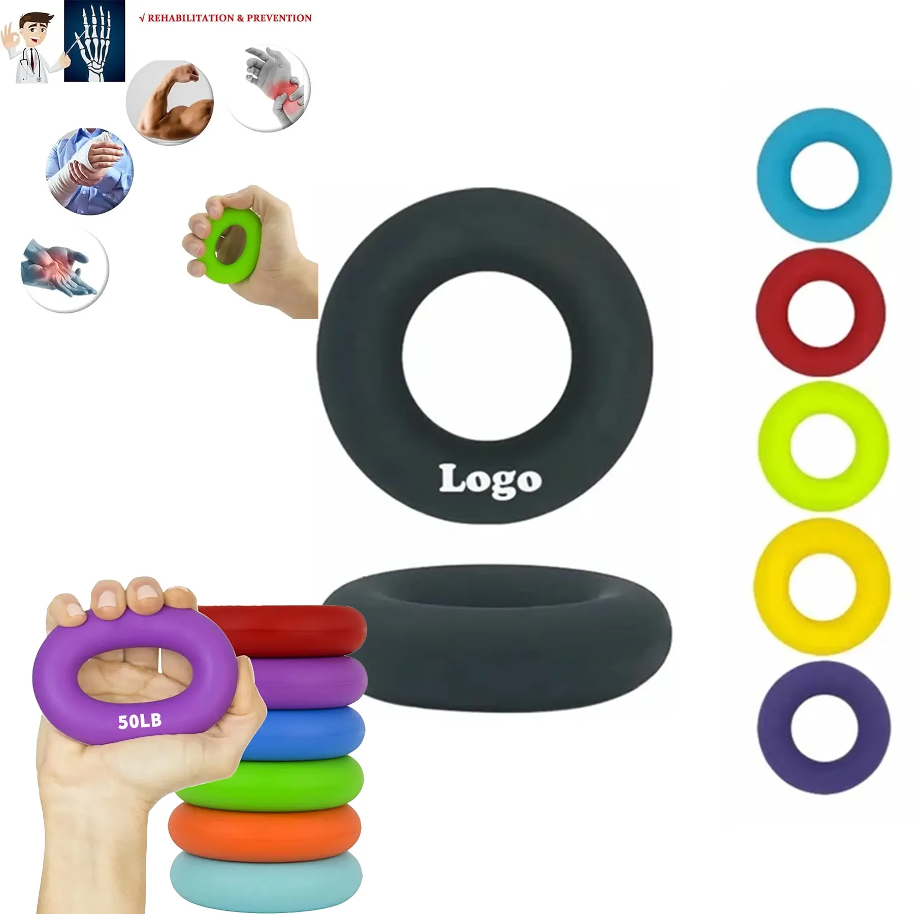 Silicone Rubber Portable Strength Hand Grip Ring 2