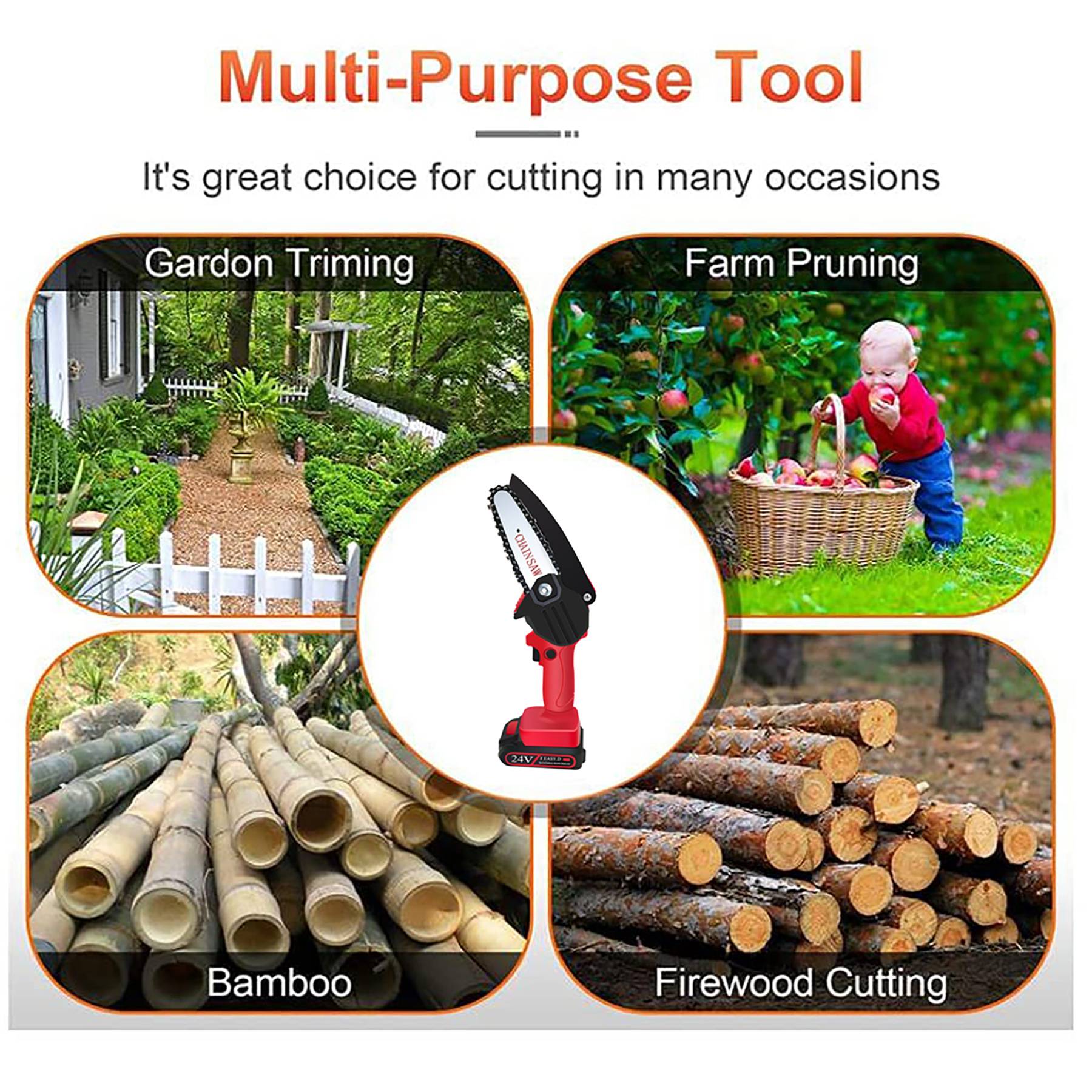 4 Inch Battery Power Chainsaw Small Portable Handheld 4
