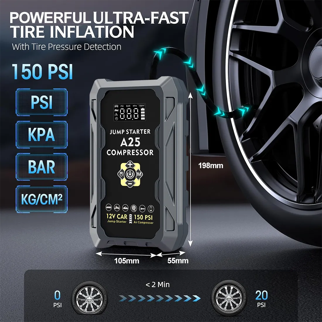 Car Battery Booster with Air Compressor 7