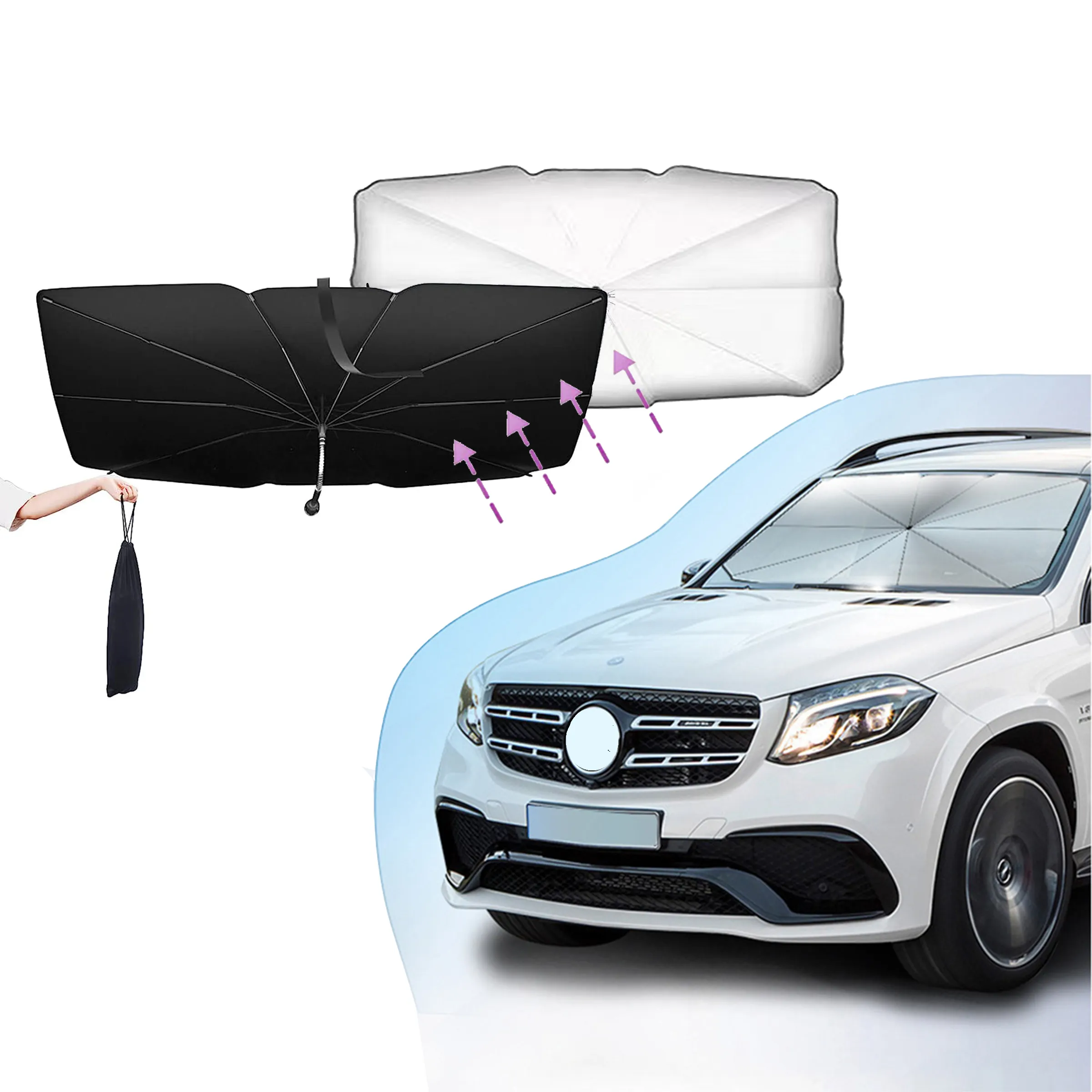 Upgraded Foldable Car Windshield Sun Shade 2