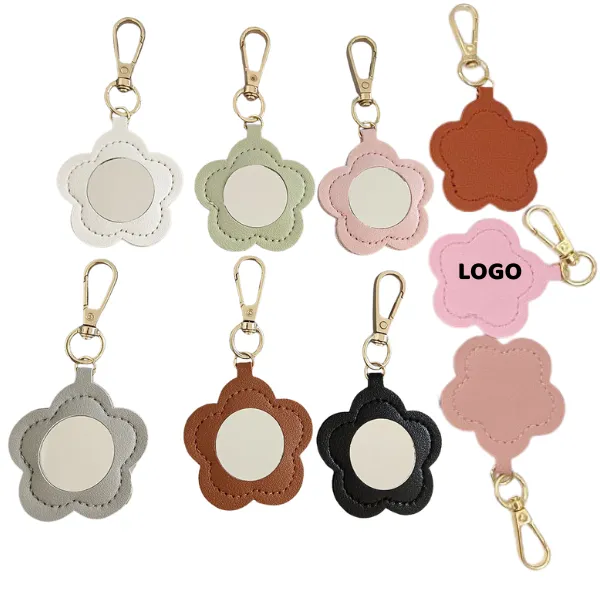 Floral Leather Mirror Keychain 4