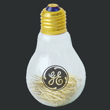 LIGHT BULB PAPER CLIP HOLDER W/ BRASS PAPER CLIPS 2