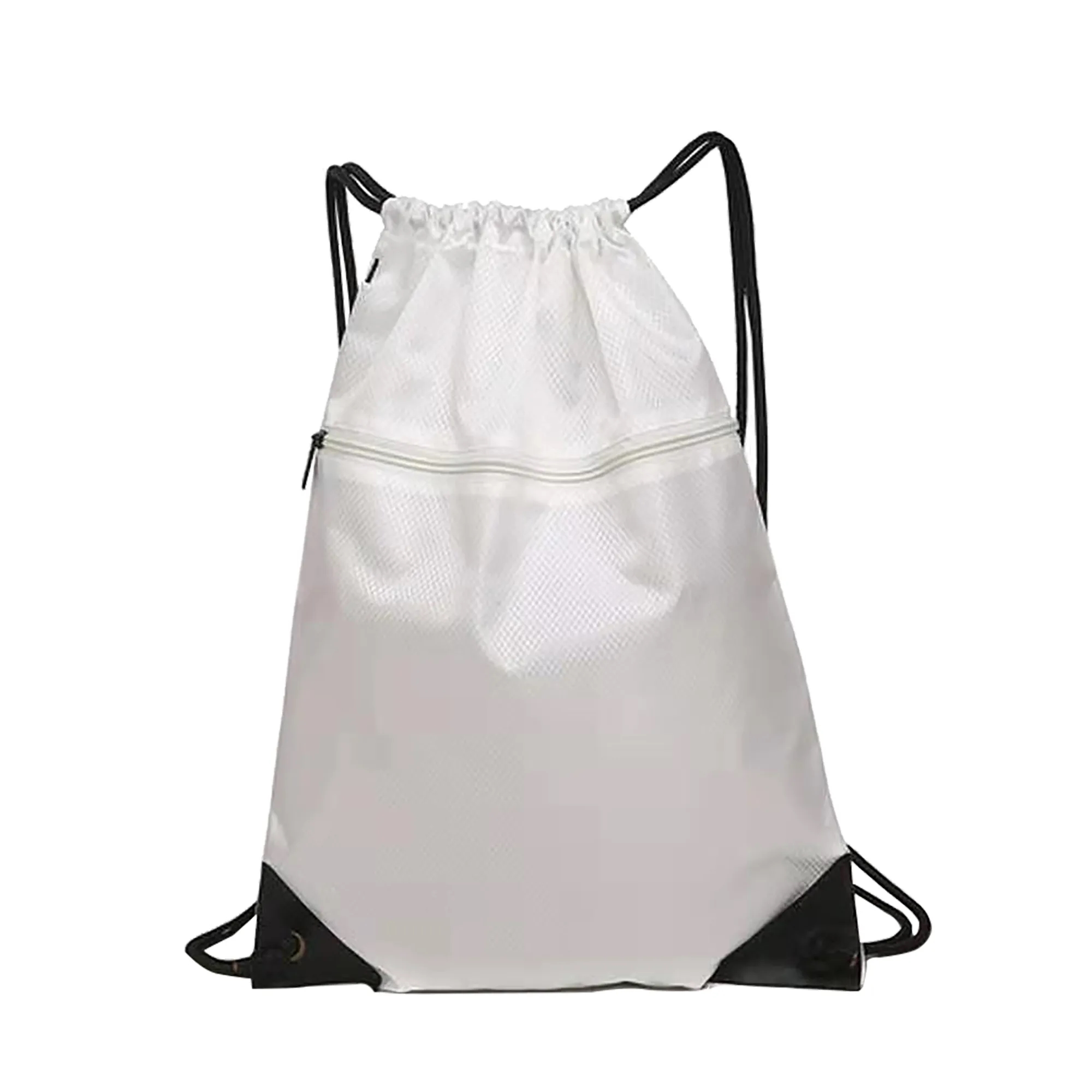 Mesh Pocket Drawstring Backpacks w/Zipper 8