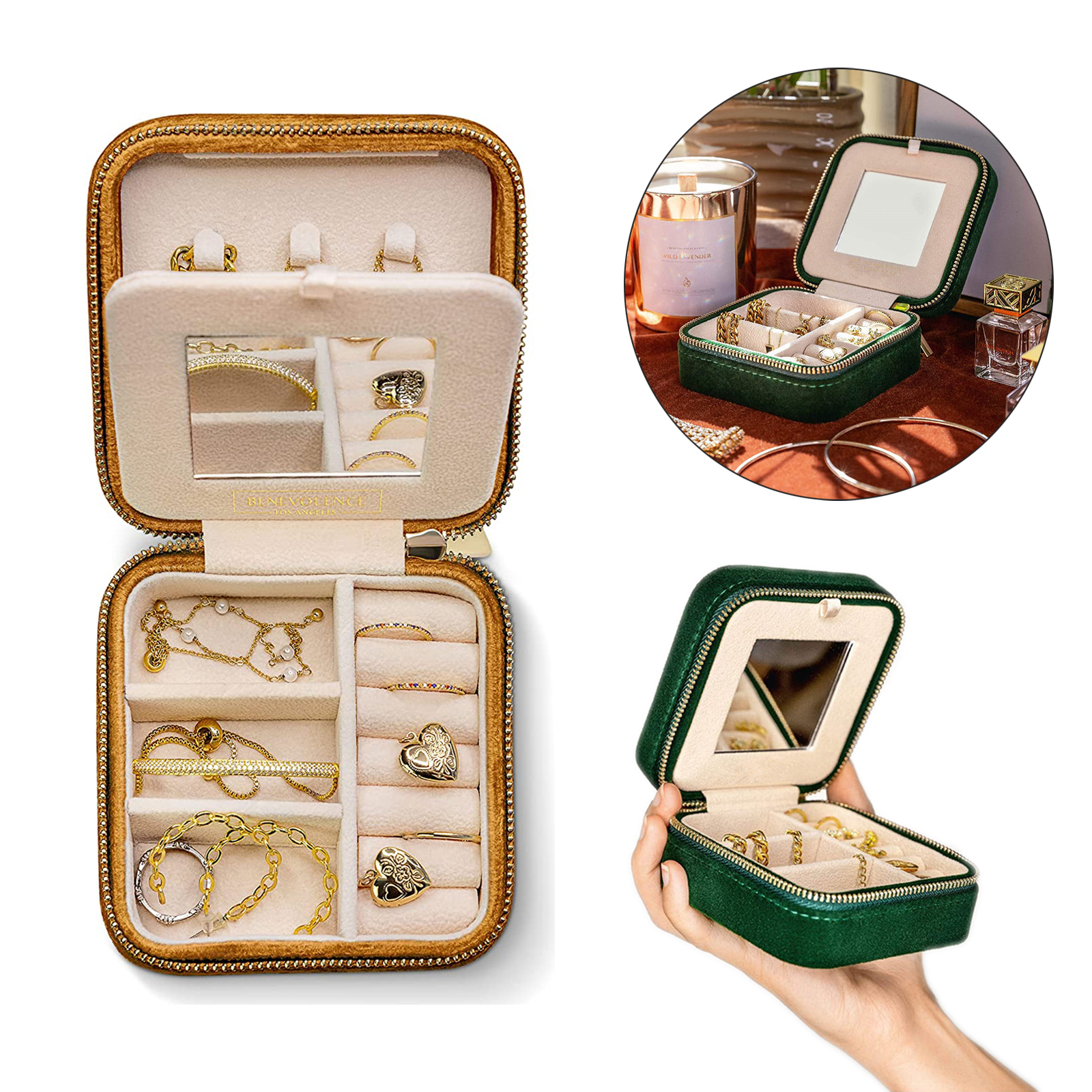 Plush Velvet Travel Jewelry Box Organizer 2
