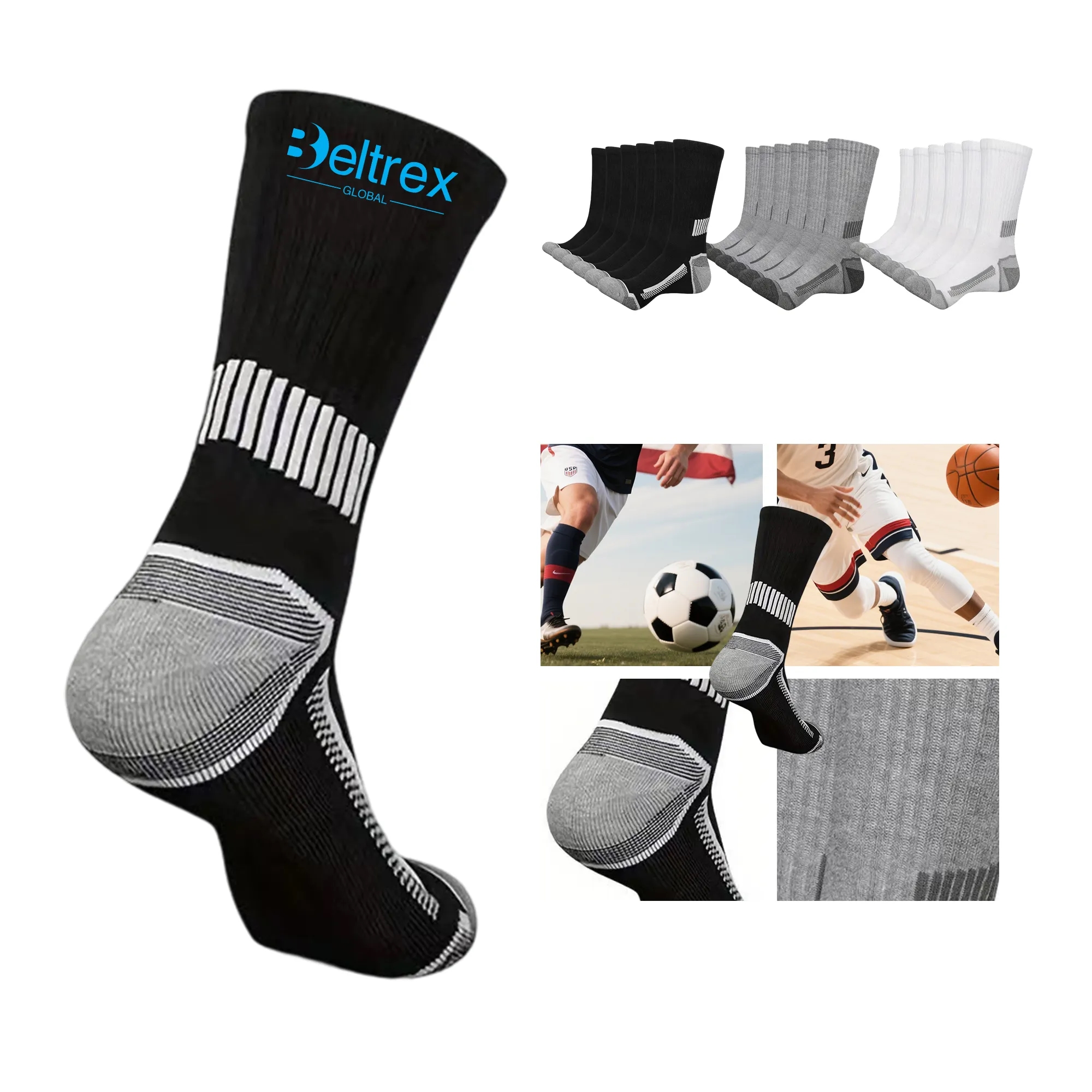 Basketball Mid-Calf Sports Socks with Cushioning 4