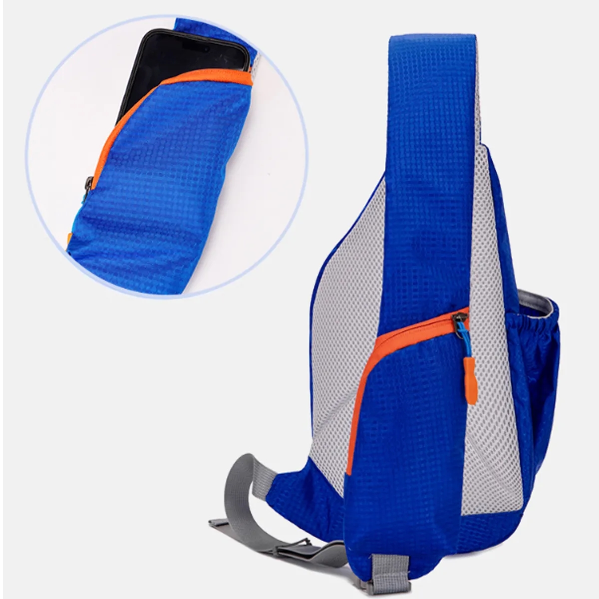 Nylon Sling Crossbody Bag With Side Pocket And Zippers 3