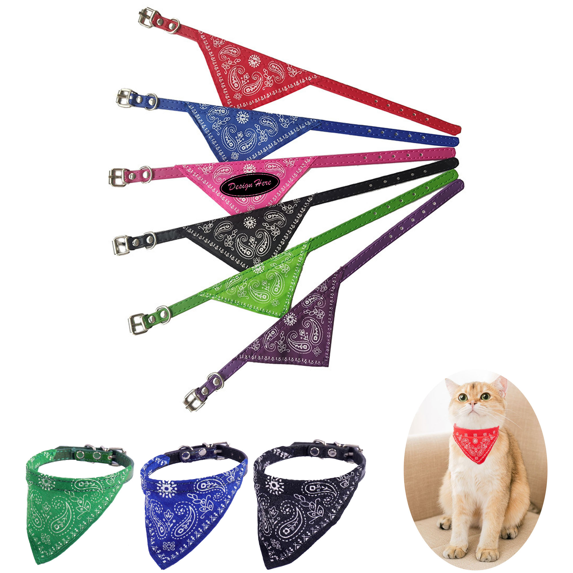 Cute Pet Triangle Scarf Featuring a Bell 3