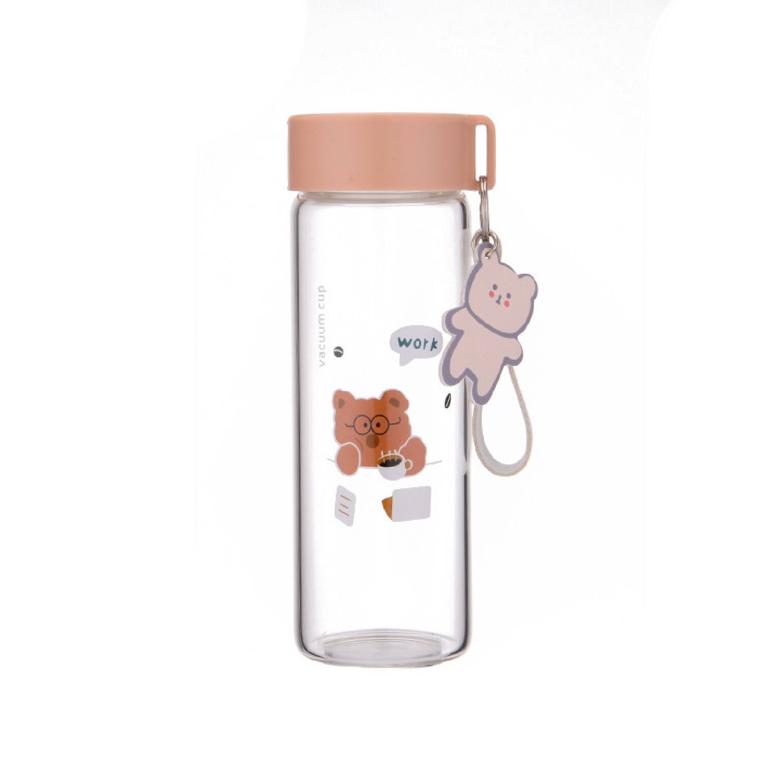 Transparent cute glass cup with lanyard 3