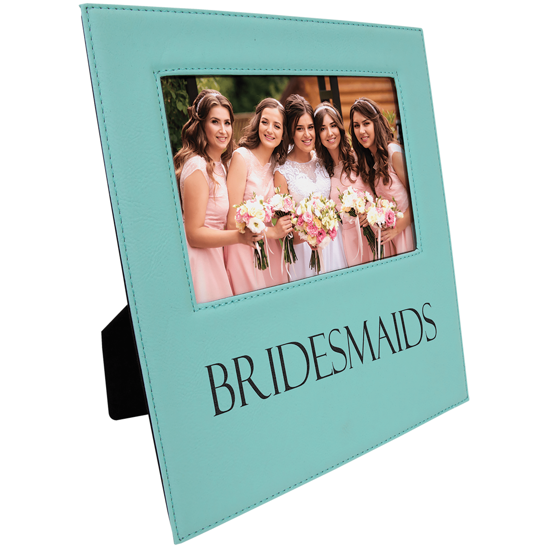 5" x 7" Teal Leatherette Photo Frame with 4 1/4" x 8 7/8" Engraving Area 2