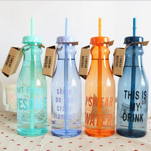 Plastic Water Bottle w/ Straw 22 oz 4