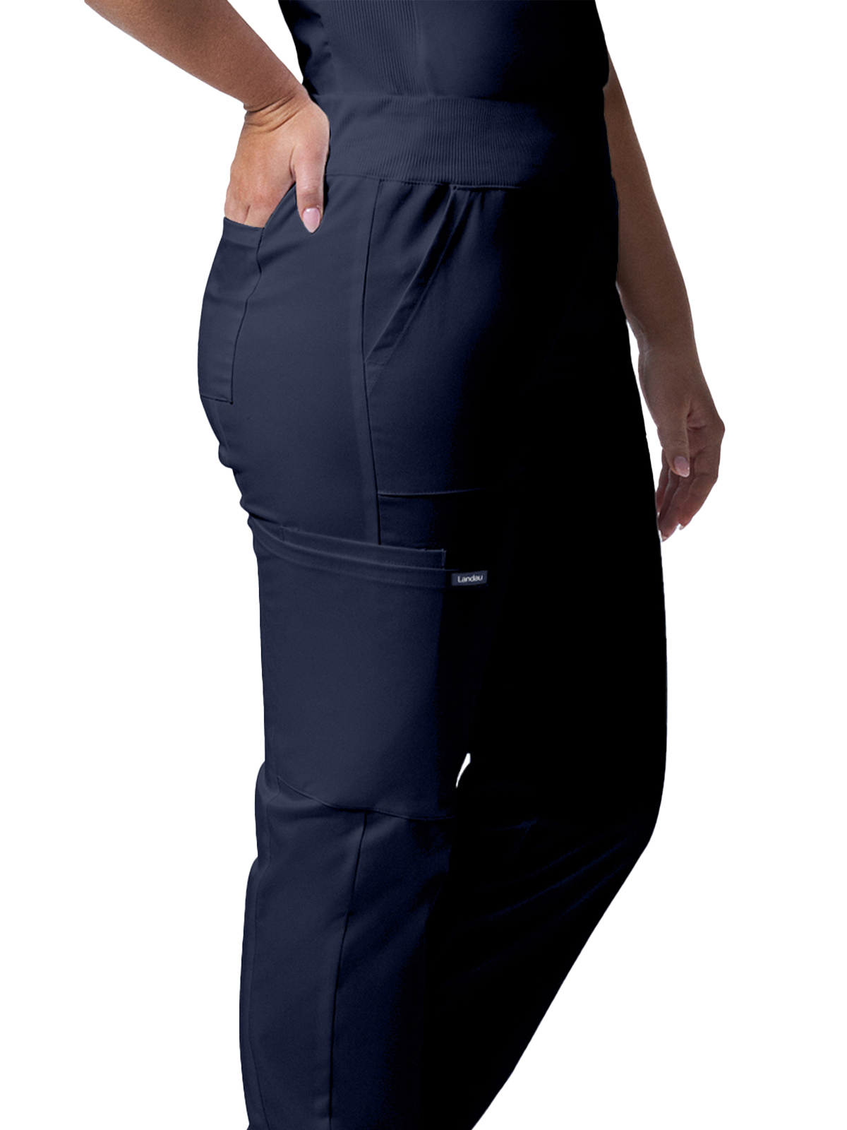 Landau - ProFlex - Women's Five-Pocket Mid-Rise Rib-Knit Elastic Waist Straight Leg Pant 62