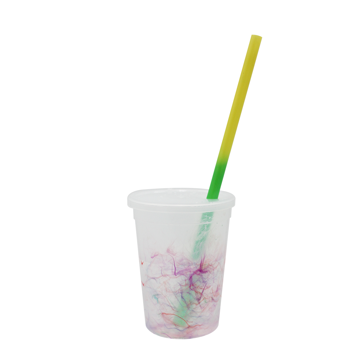 Mood 12 oz. Rainbow Confetti Cup/Straw/Lid Set 1