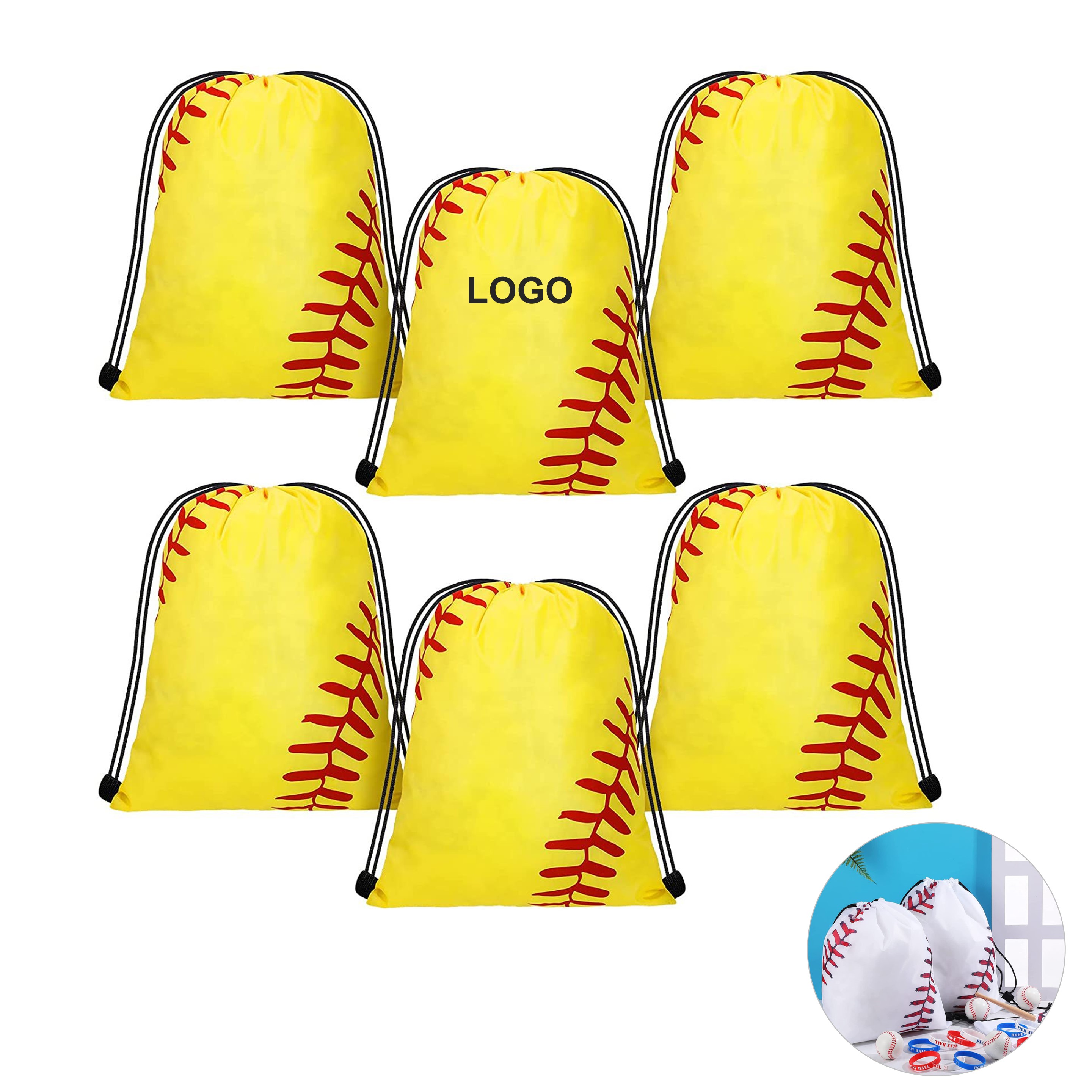 Softball Drawstring Bag (direct import) 5