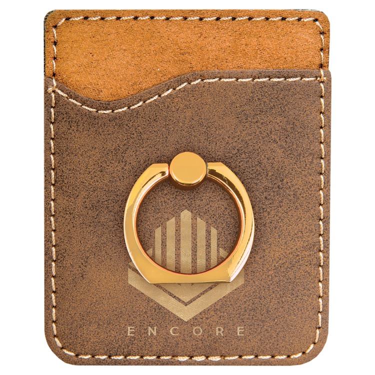 Rustic/Gold Leatherette Phone Wallet with Gold Ring 2