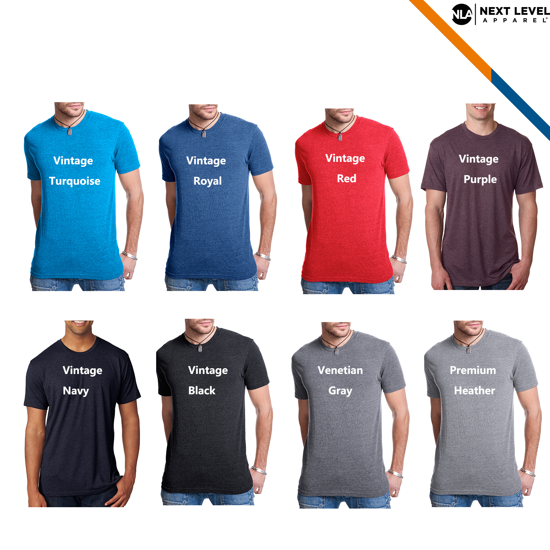 Next Level® Mens 4.3 oz Tri-Blend Crew T-shirts 3