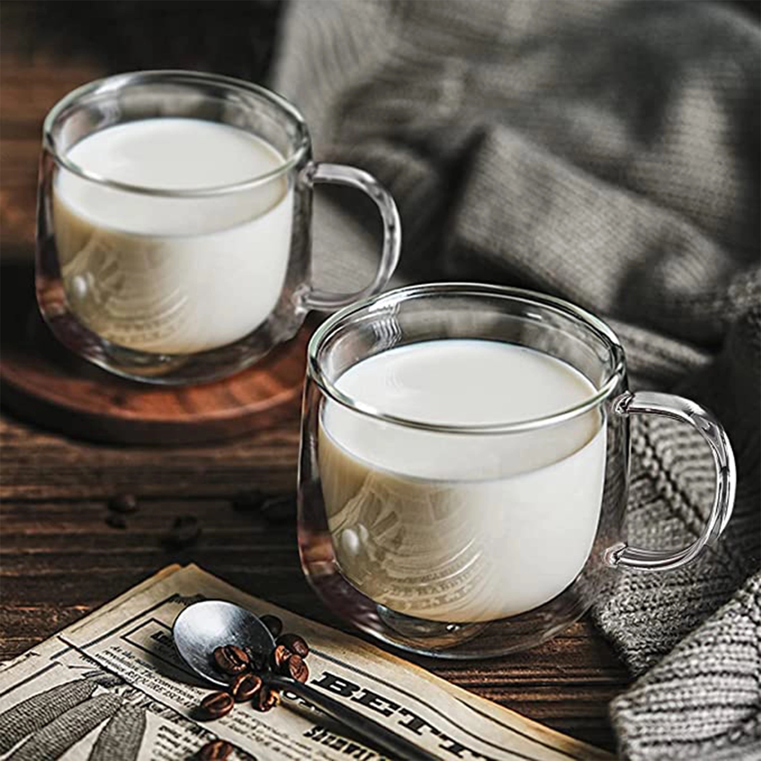 10.15 Oz Double Wall Glass Coffee Cup 2