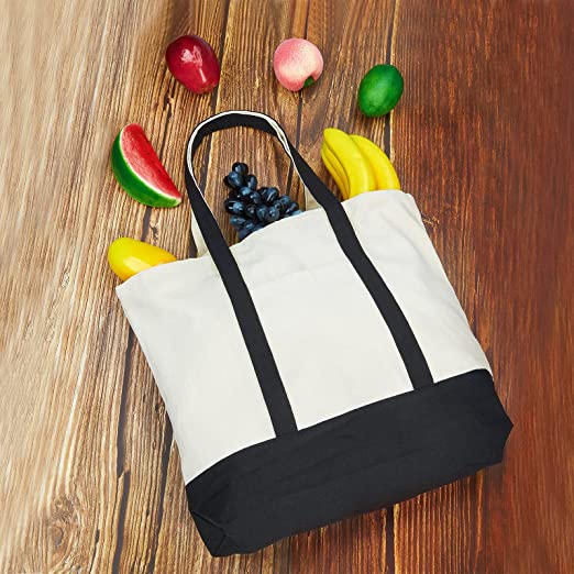Extra Large Canvas Tote Bag / Inner Zipper Pocket, custom tote bag with logo imprint 8