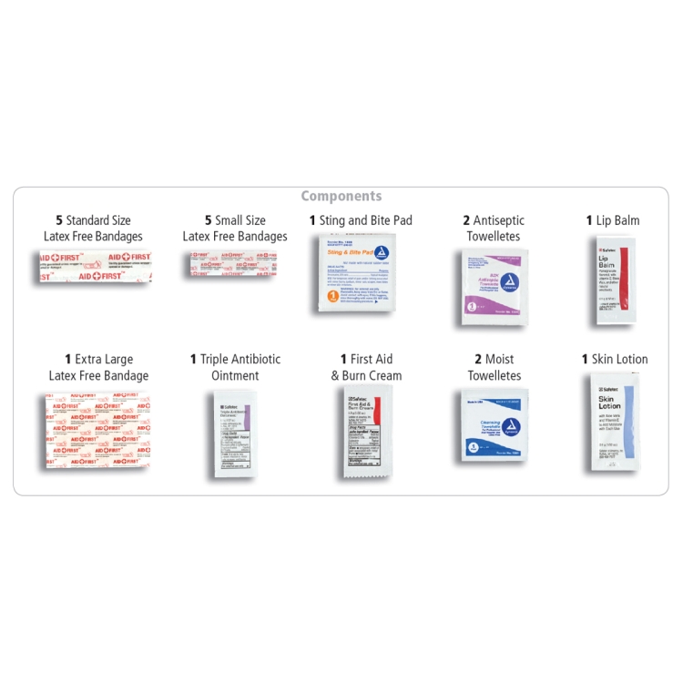 "TEAM MOM" 21 Piece All Purpose First Aid Kit in Zipper Mesh pack Components 14