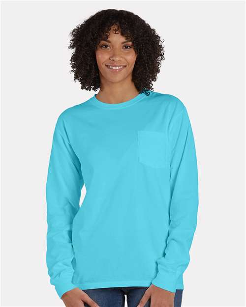 Unisex Garment-Dyed Long Sleeve T-Shirt With a Pocket - GDH250 31