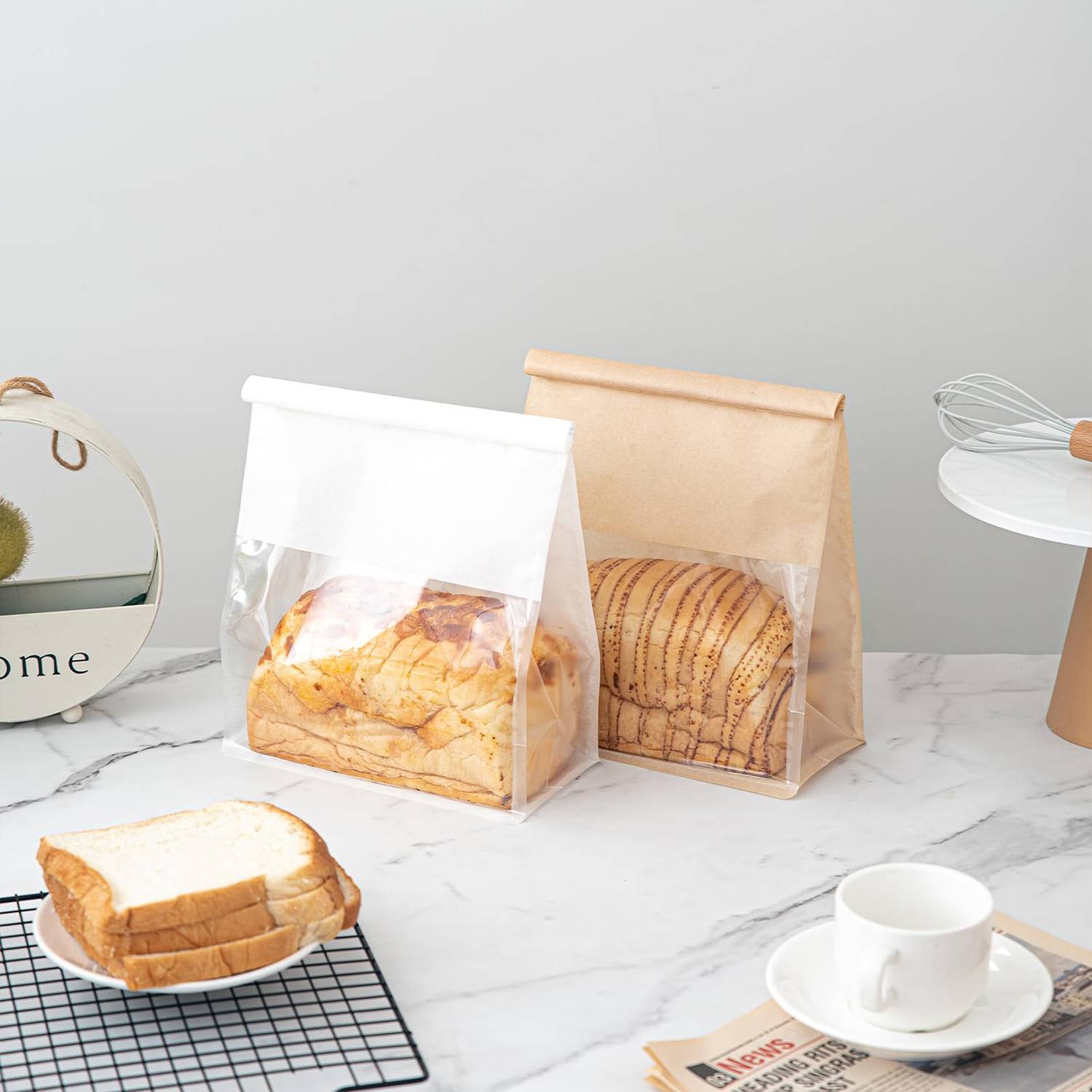 8.6inch Large Bread Bags with Tin Tie W/ Clear Window 6