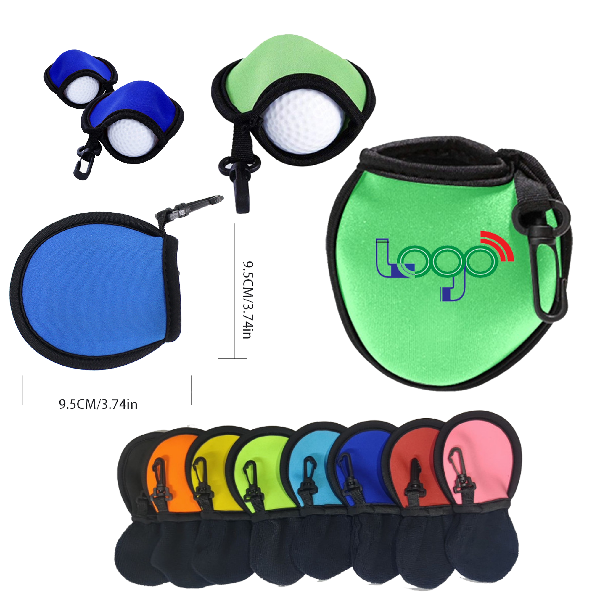 Soft Neoprene Golf Ball Holder With Carabiner 2