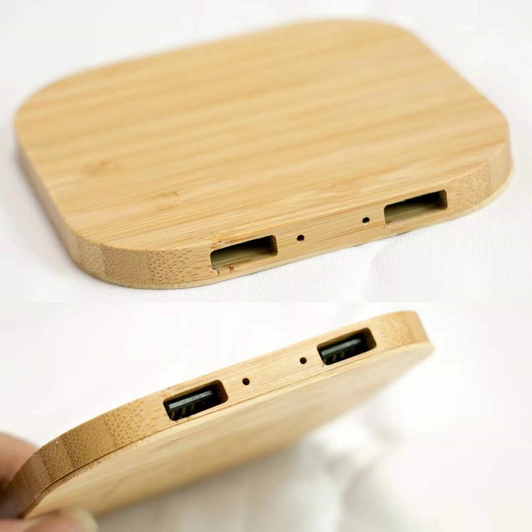 Bamboo 10W Wireless Charger With Dual Usb Ports 4